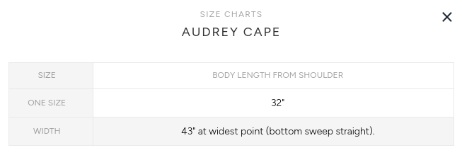 Product size guide