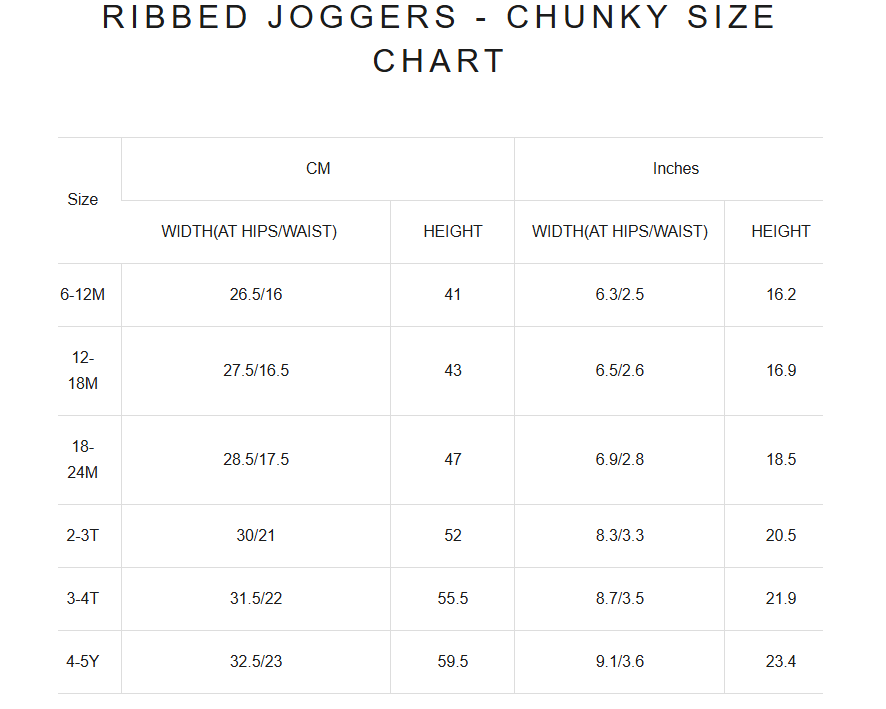 Product size guide