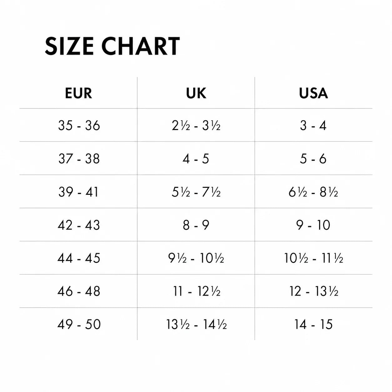 Product size guide