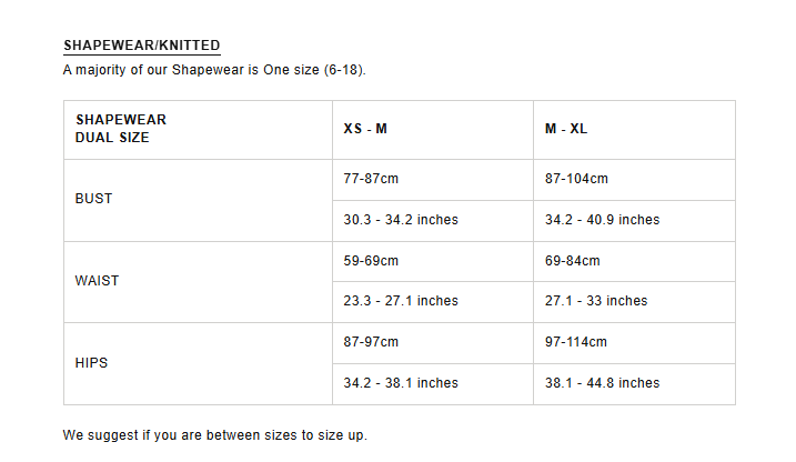 Product size guide