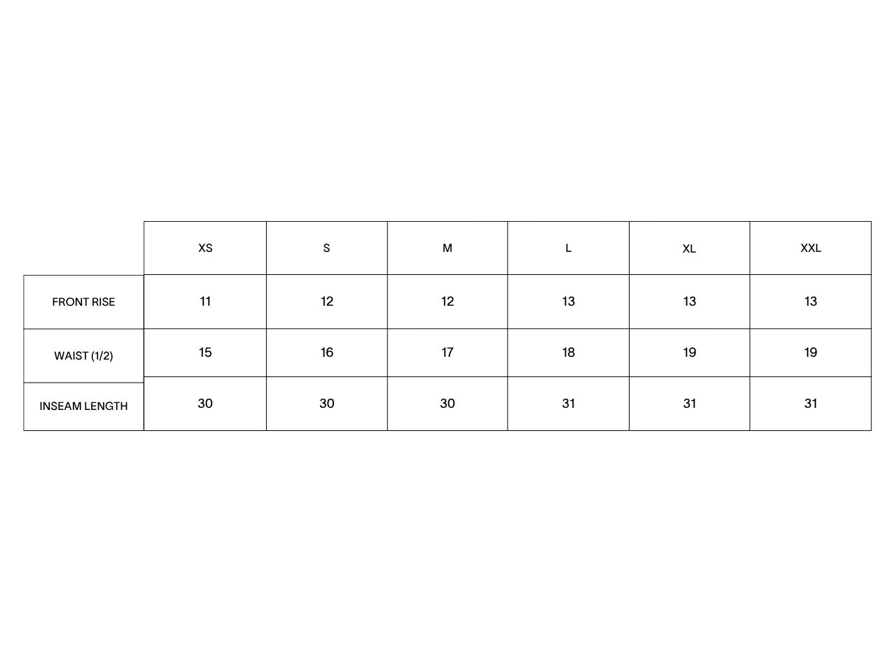 Product size guide