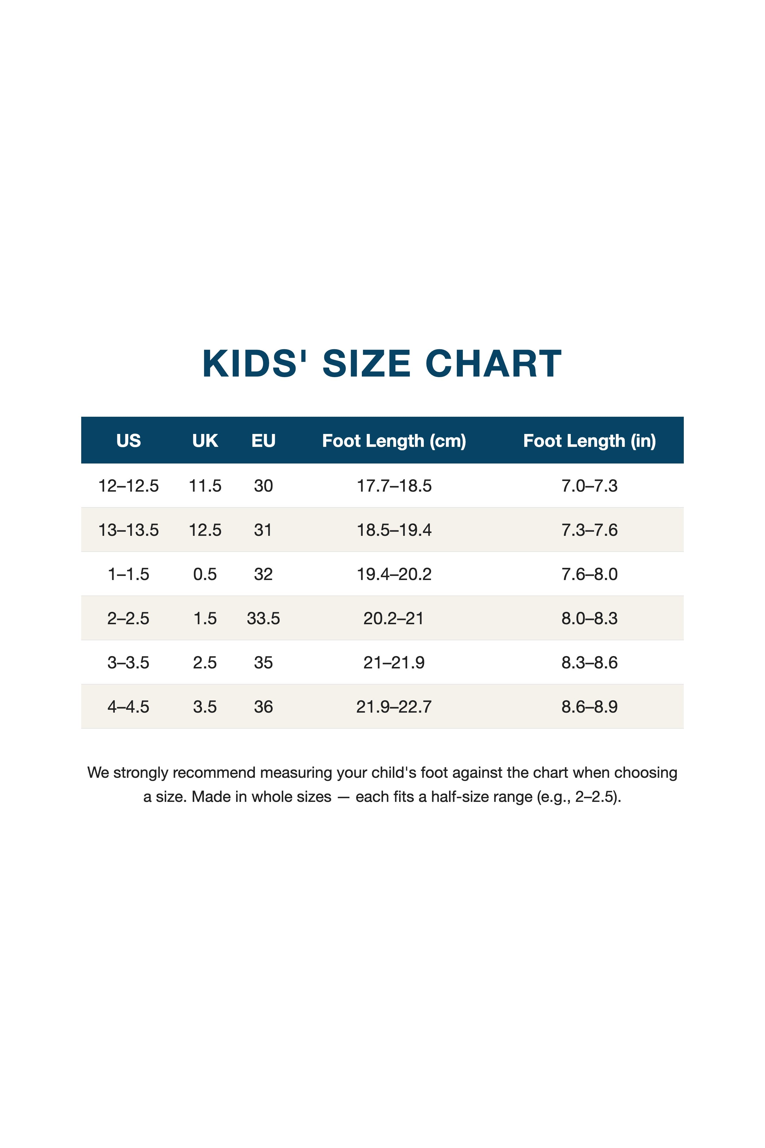 Product size guide