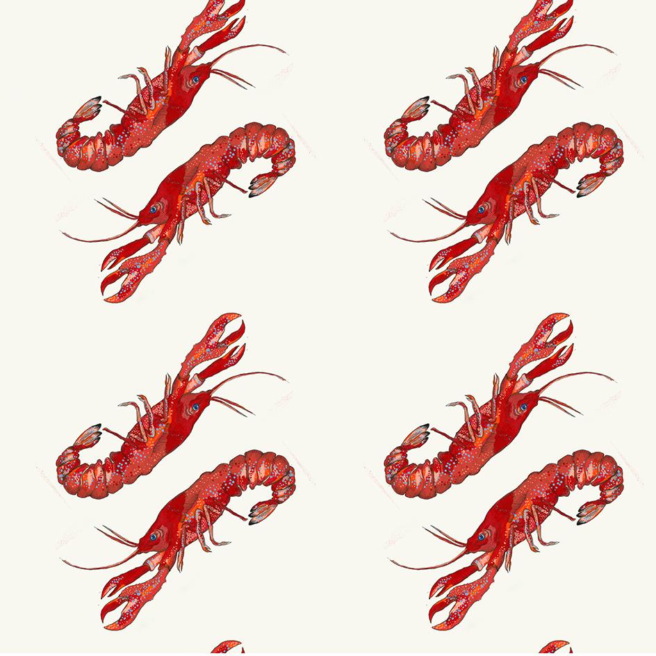 Vild Lab No.8 | Rare Living Lobsters, Organic Cotton Bodysuit | White x Red