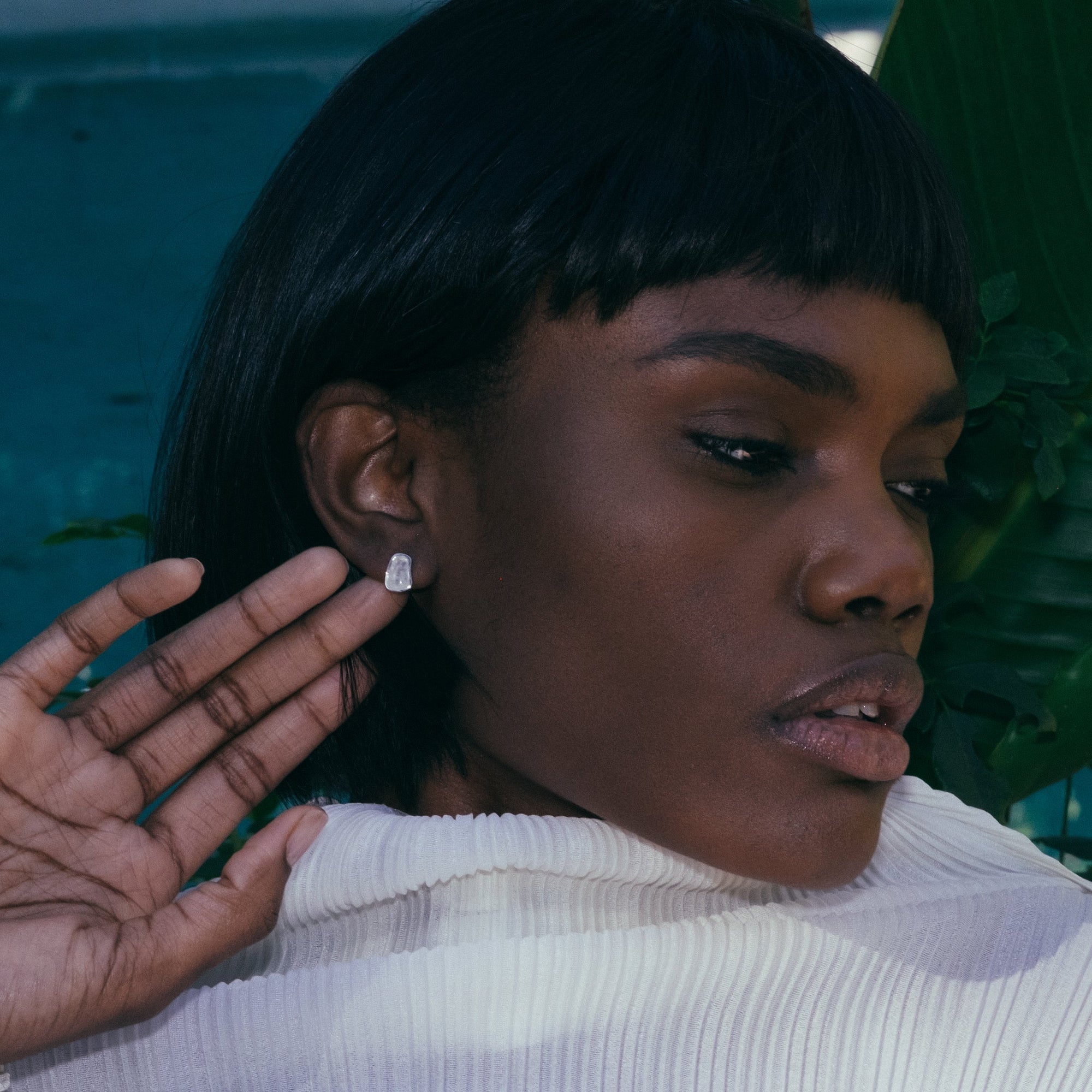 Nugget Earrings | Silver | Moonstone