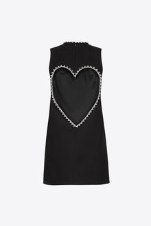Crystal Heart Back Dress | Black