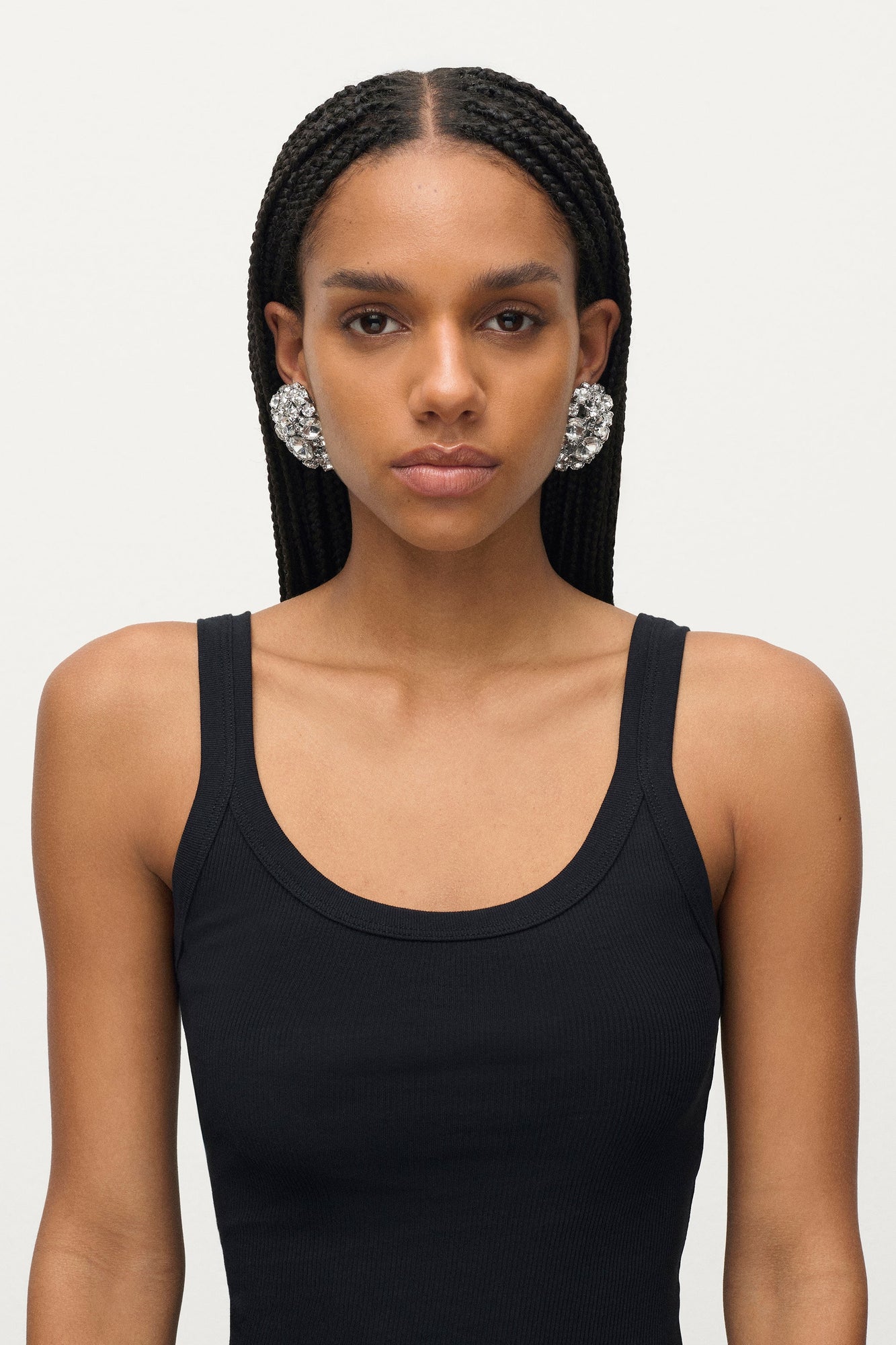 Crystal Cluster Heart Earrings | Clear Crystal/Silver