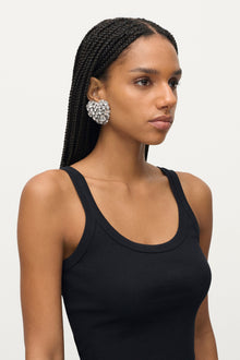 Crystal Cluster Heart Earrings | Clear Crystal/Silver