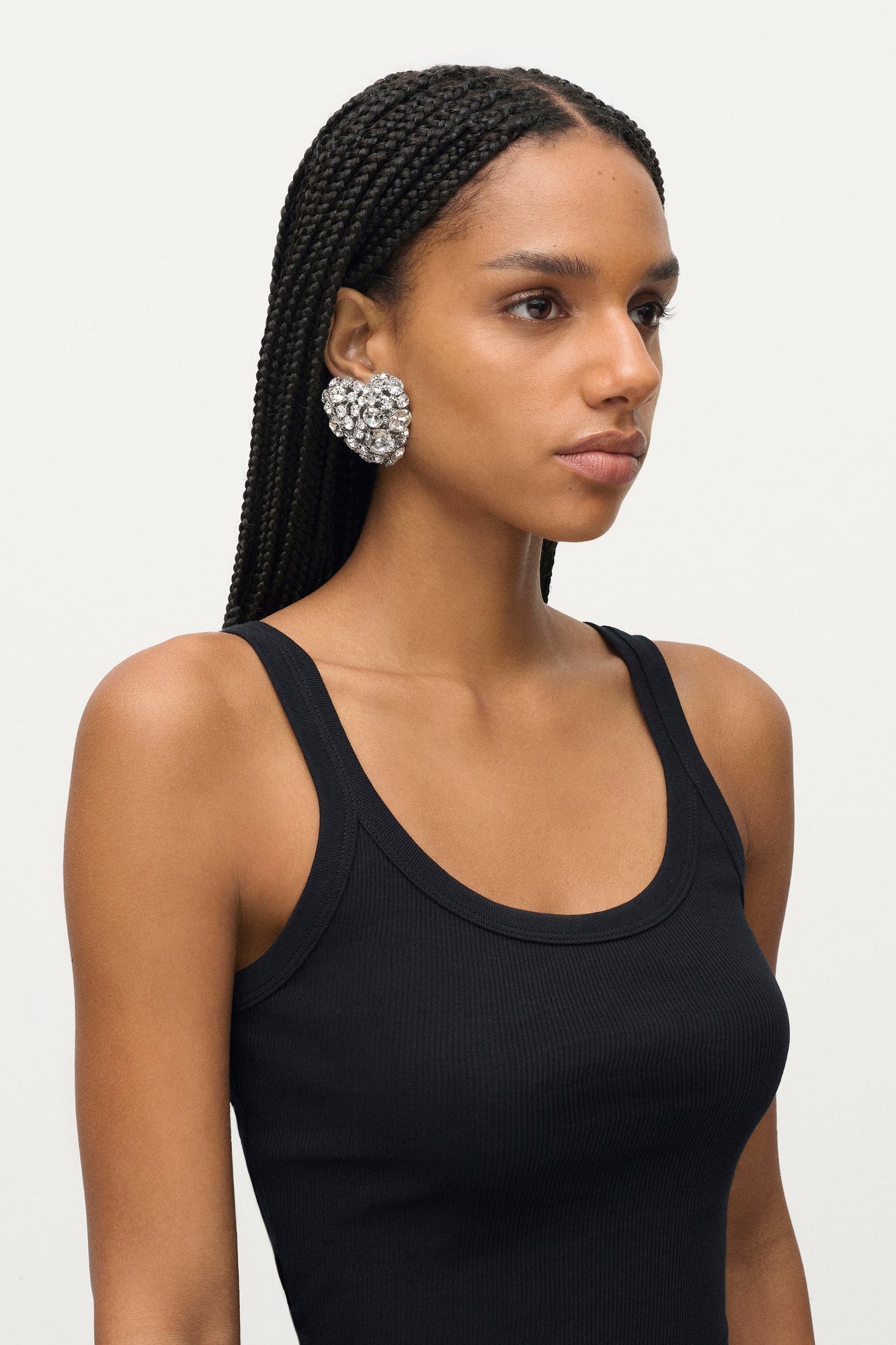 Crystal Cluster Heart Earrings | Clear Crystal/Silver