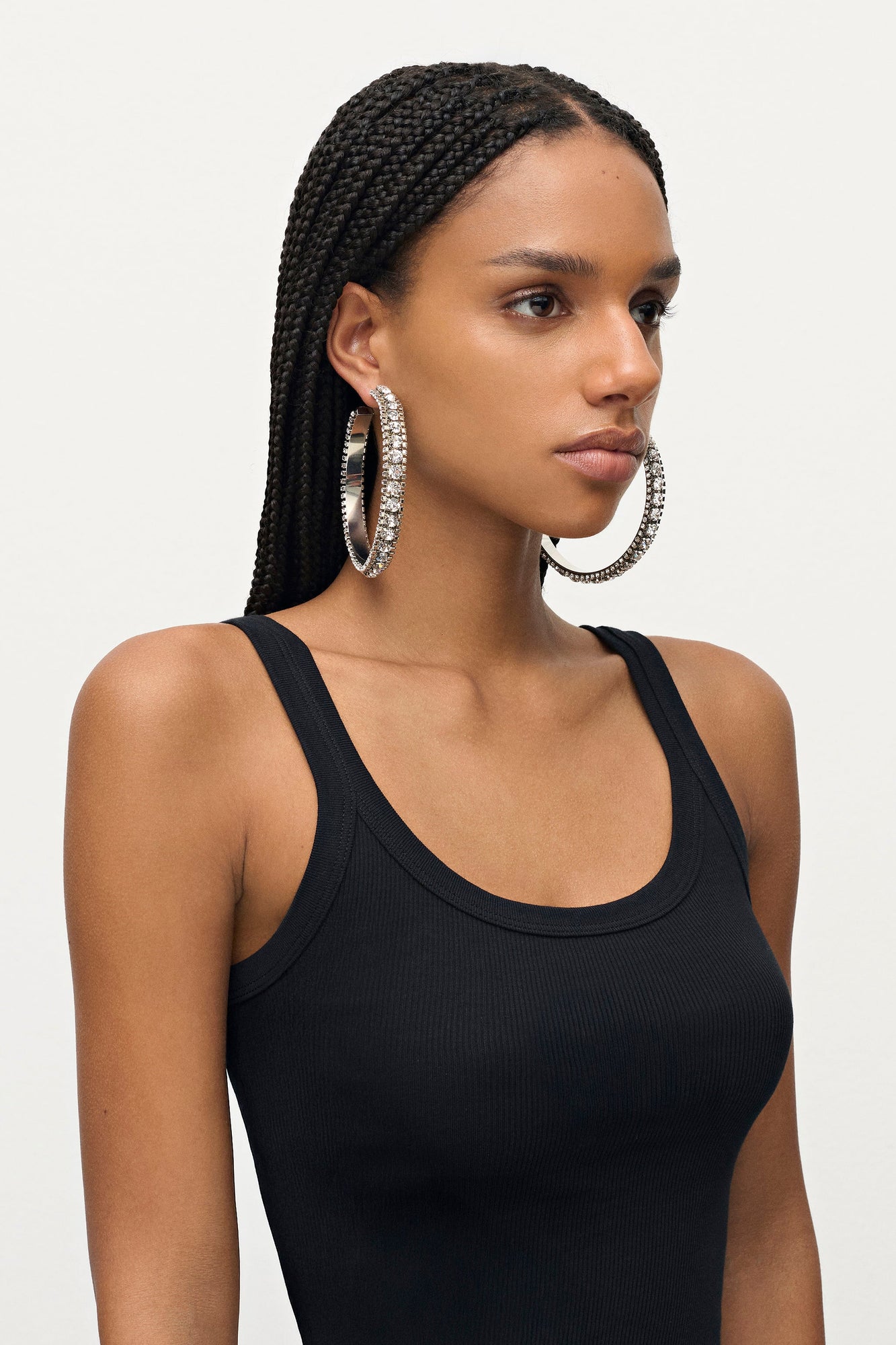 Large Crystal Hoop Earrings | Clear Crystal/Silver