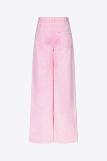 Wide Leg Crystal Slit Jean | Powder Pink