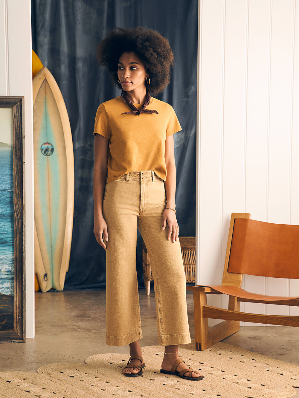 Womens | Natural Dye Denim Harbor Crop Pant | Gilded Sand Wash