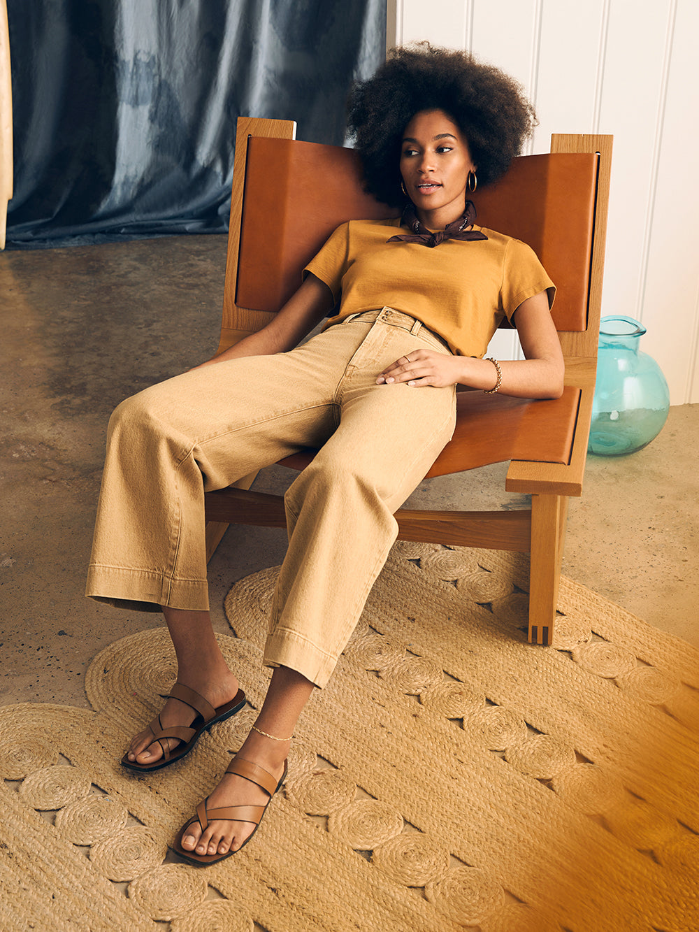Womens | Natural Dye Denim Harbor Crop Pant | Gilded Sand Wash