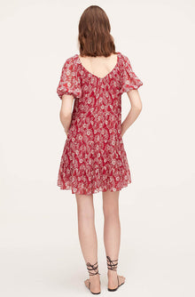 Monarch Fleur Tiered Dress | Crimson Stripe