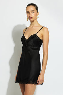 The Silk Pintuck Chemise By GINIA In Black