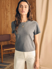 Womens - Sunwashed Cropped Crew Tee | Smoked Pearl