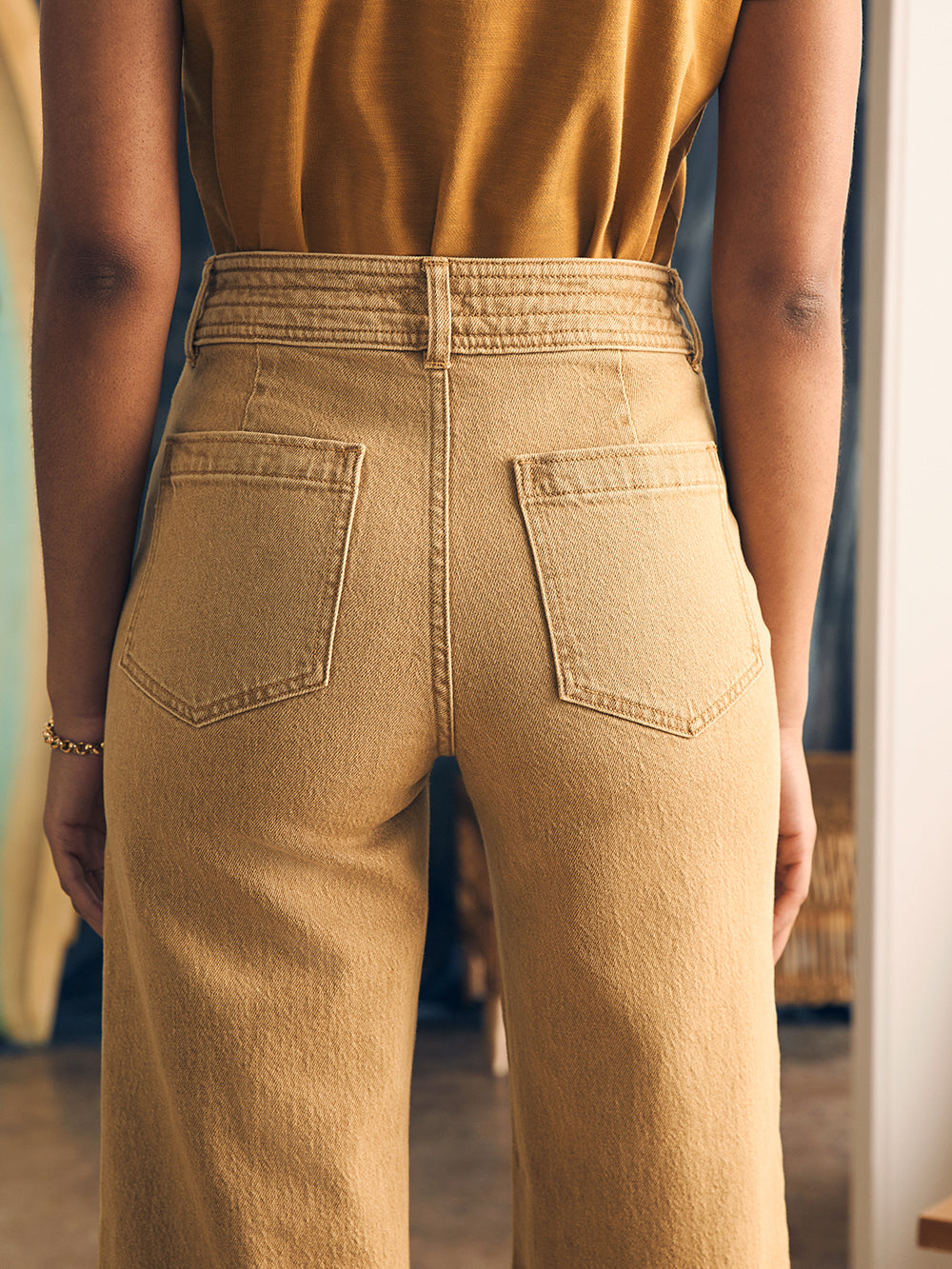 Womens | Natural Dye Denim Harbor Crop Pant | Gilded Sand Wash