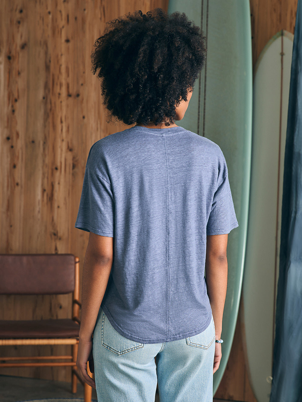 Womens - Linen V Neck Tee | Folkstone