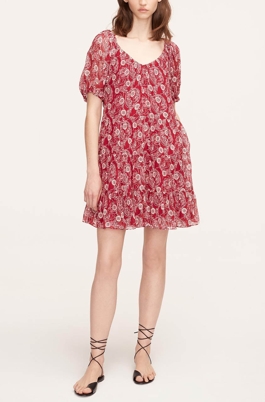 Monarch Fleur Tiered Dress | Crimson Stripe