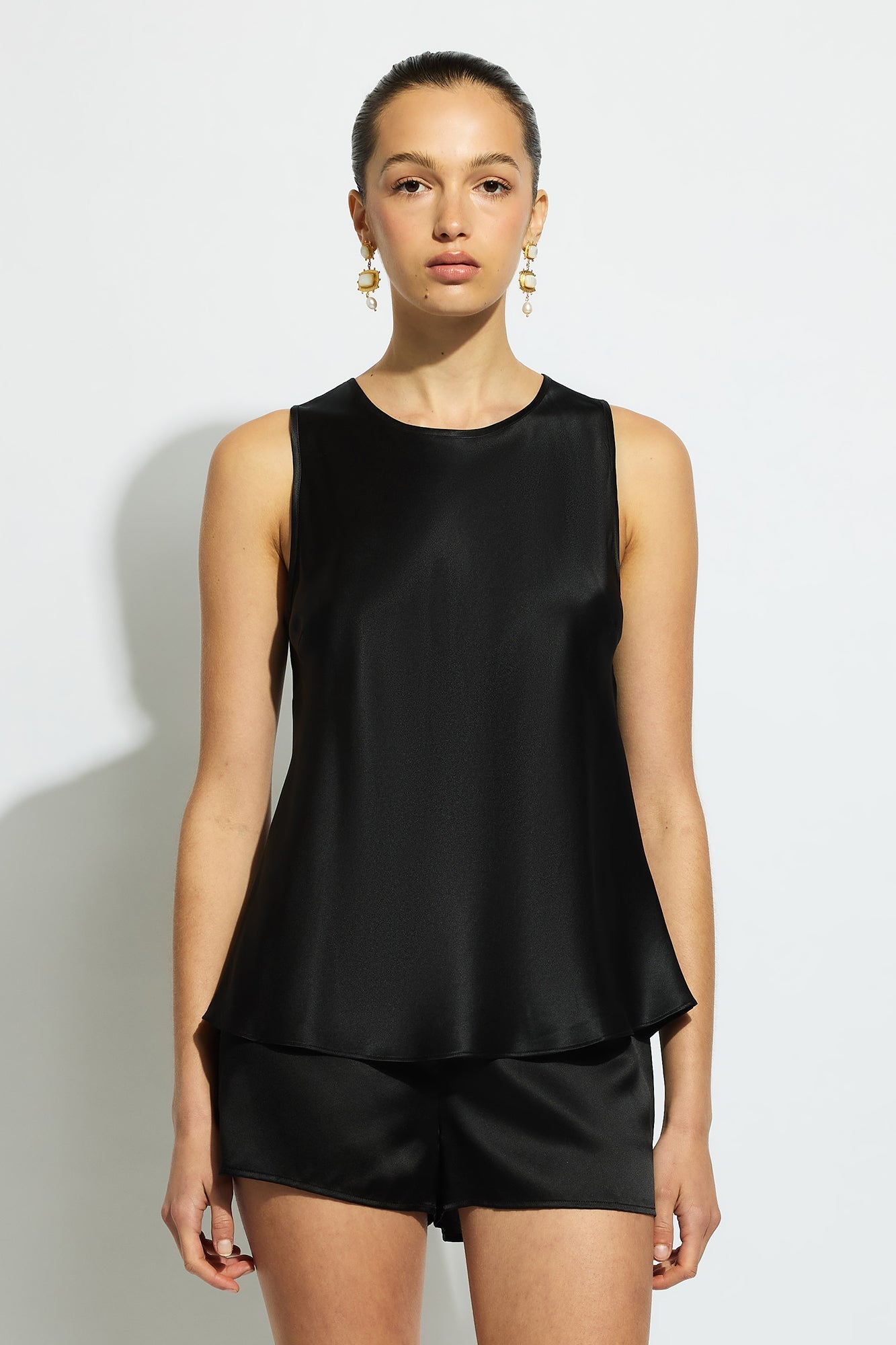 Pure Silk Singlet | Black