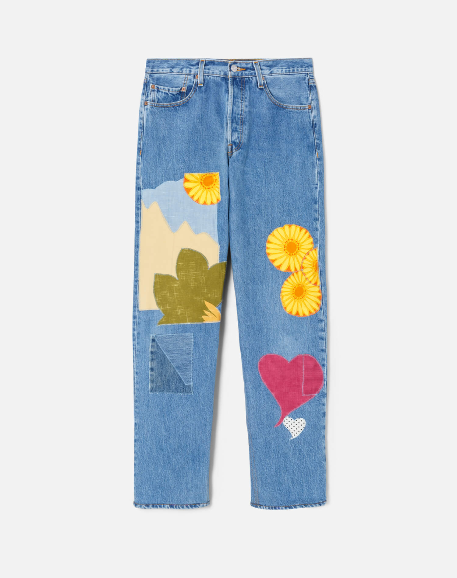 Mens | Upcycled Vintage | Levi's Patched Up 501 | One-of-a-kind | Assorted Indigo/Floral