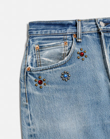 Womens | Upcycled Vintage | Levi's Studded Boyfriend Jean | One-of-a-kind | Indigo Bloom Stud