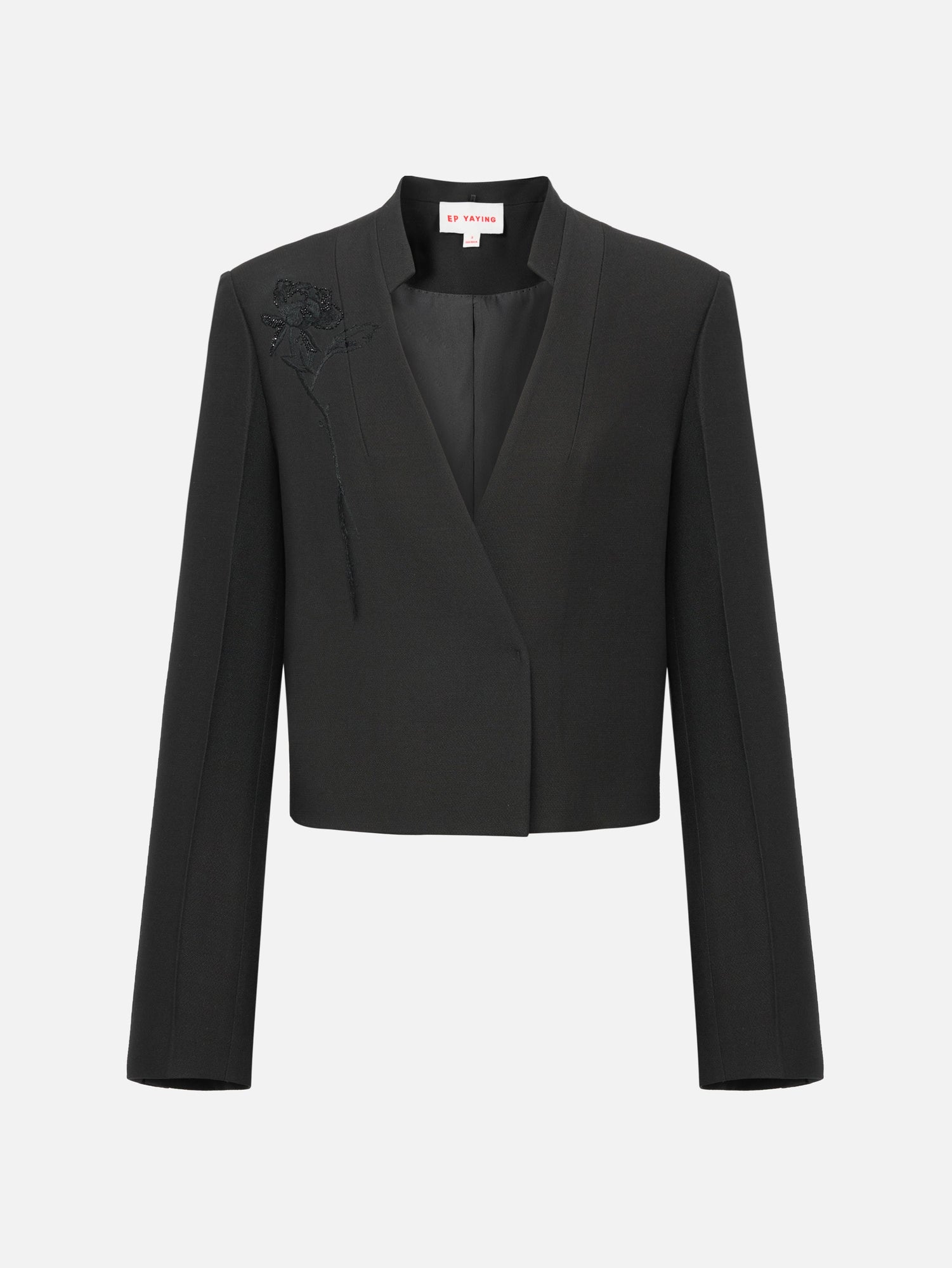 Subtle Shoulder Embroidery Blazer | Black