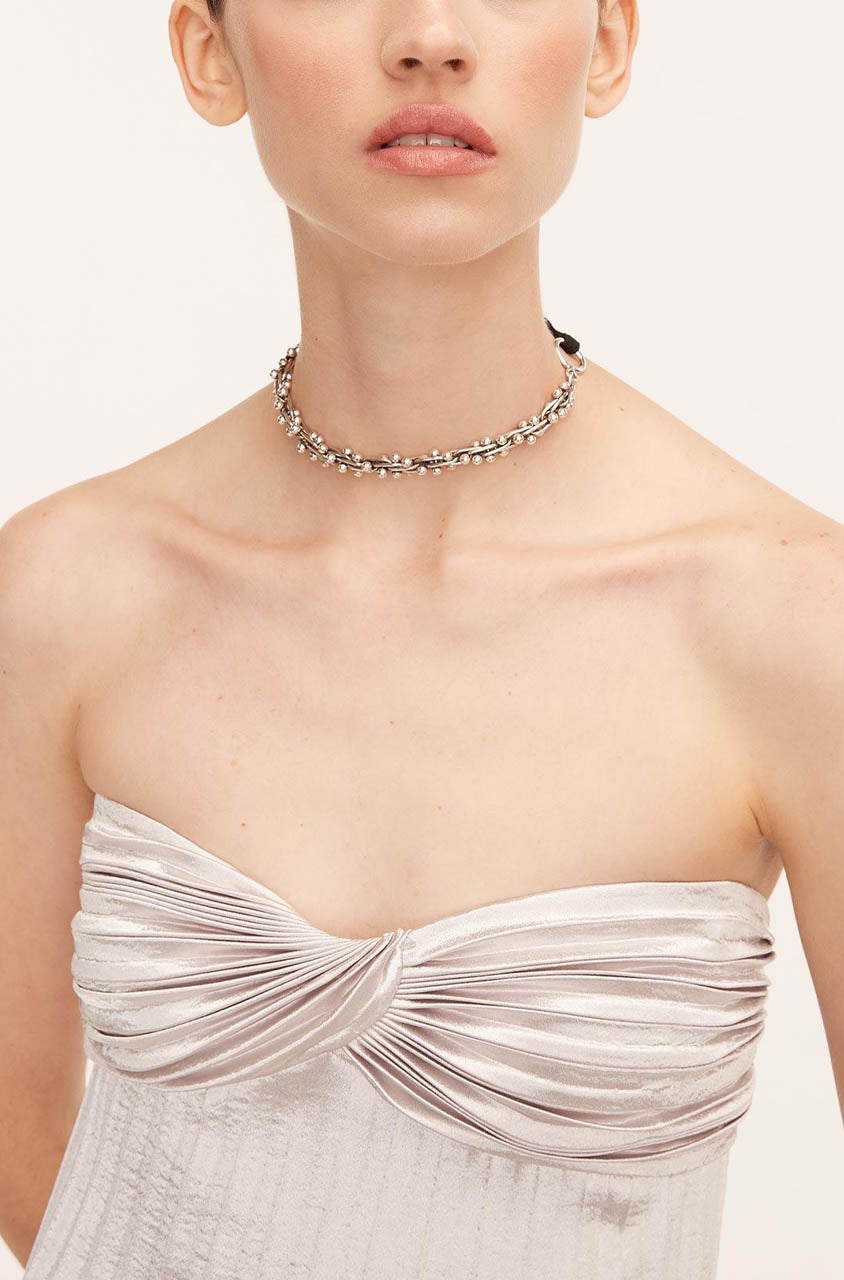 LamÃ© Pleated Dress | Silver