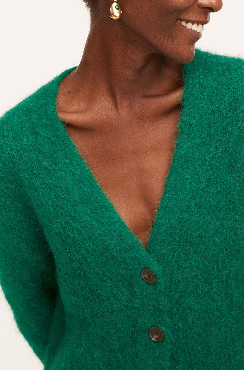 Brushed Mohair Cardigan | Jade