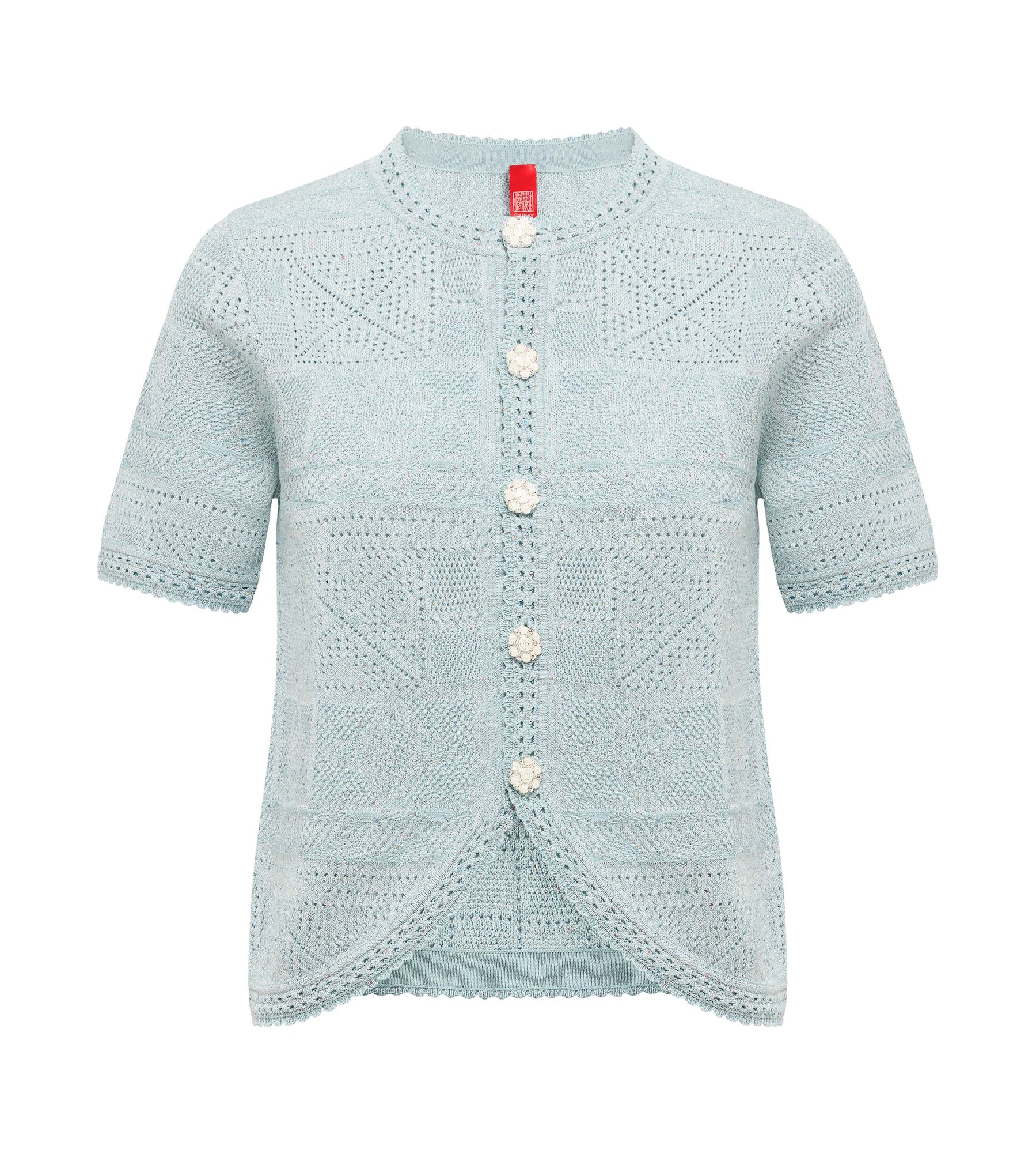 Short Sleeve Knit Top | Light Blue