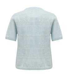 Short Sleeve Knit Top | Light Blue