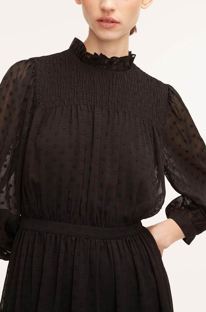 Clip-Dot Shirt Dress | Black