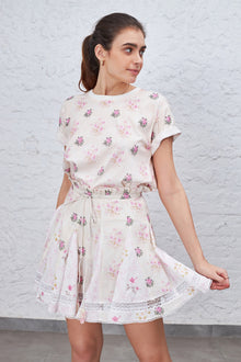 Hemant & Nandita | Kefi Floral Skater Skirt | Ivory