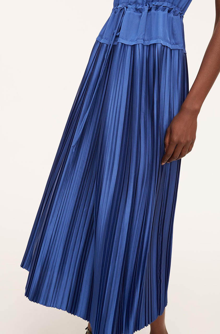 Pleated Sleeve Dress | Cobalt