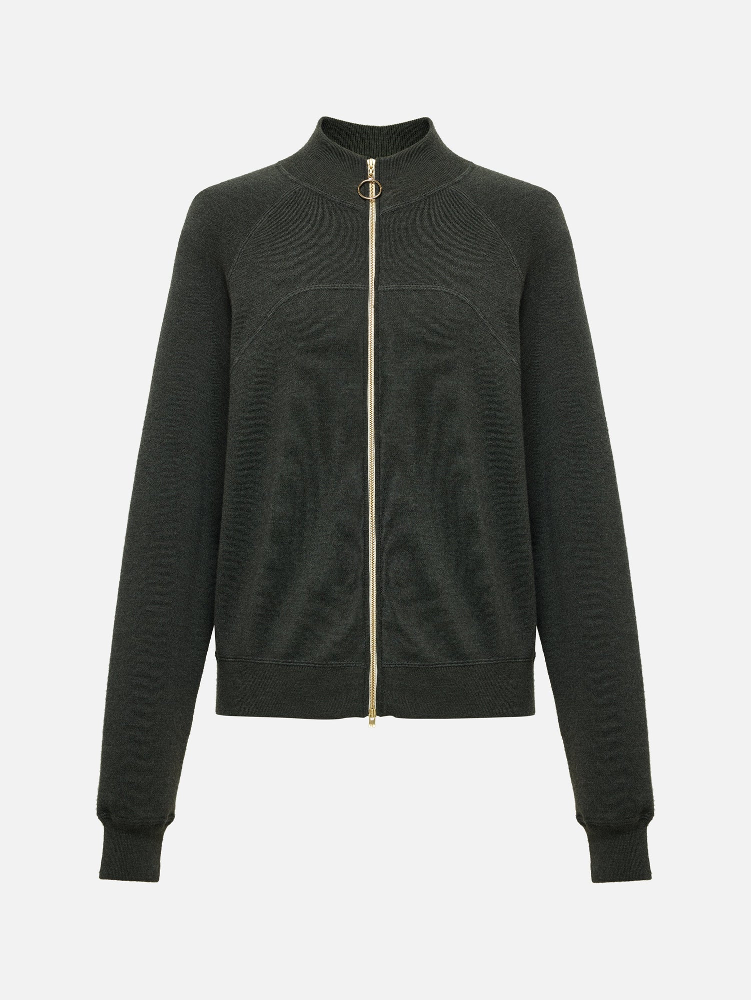Worsted Wool Raglan Sleeve Straight Jacket | Green