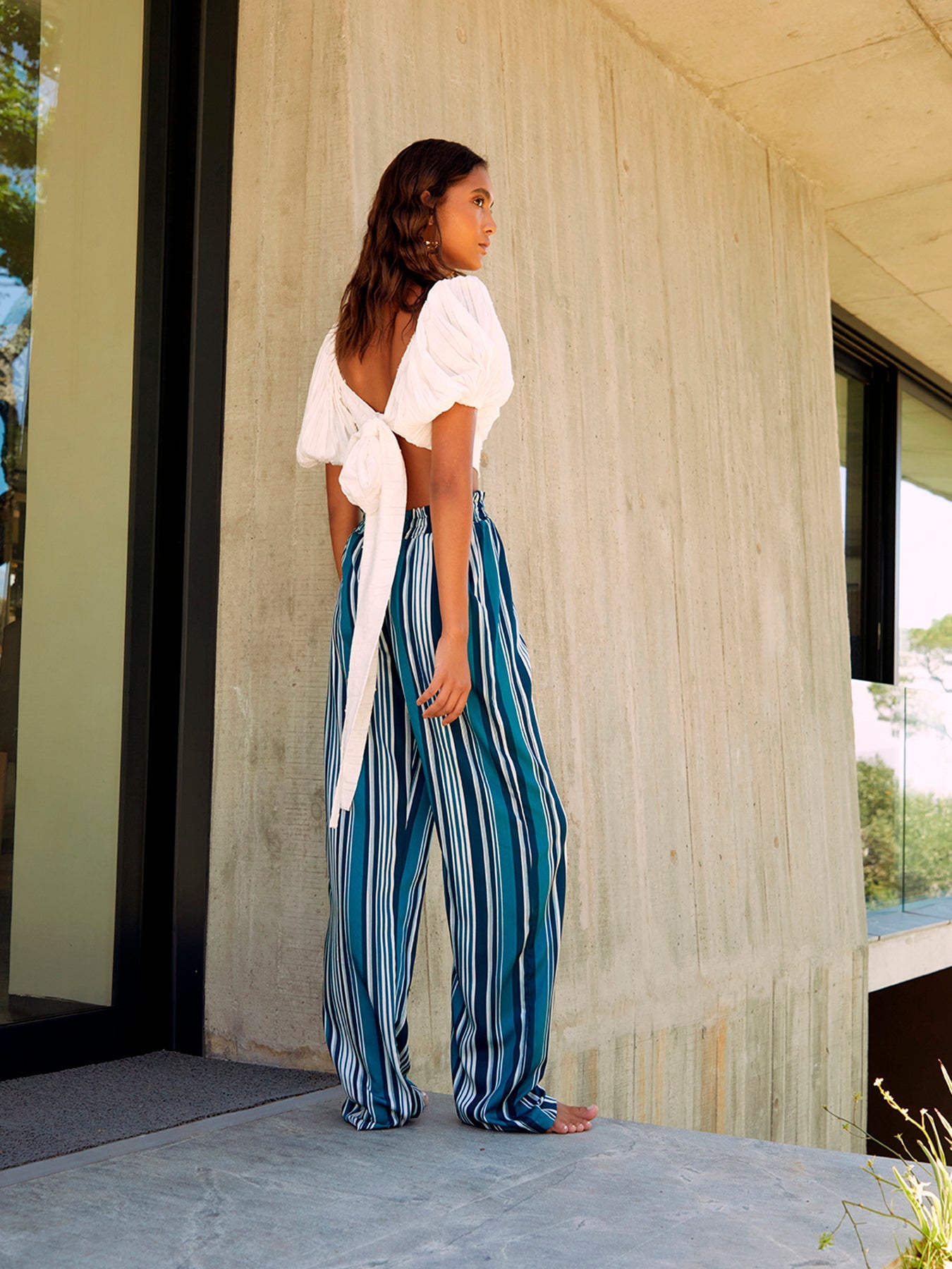 Leer Pants | Rayas Blu