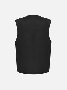 Silk and Wool Jacquard Vest | Black