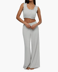 Pointelle Ruffle Tank | Grey