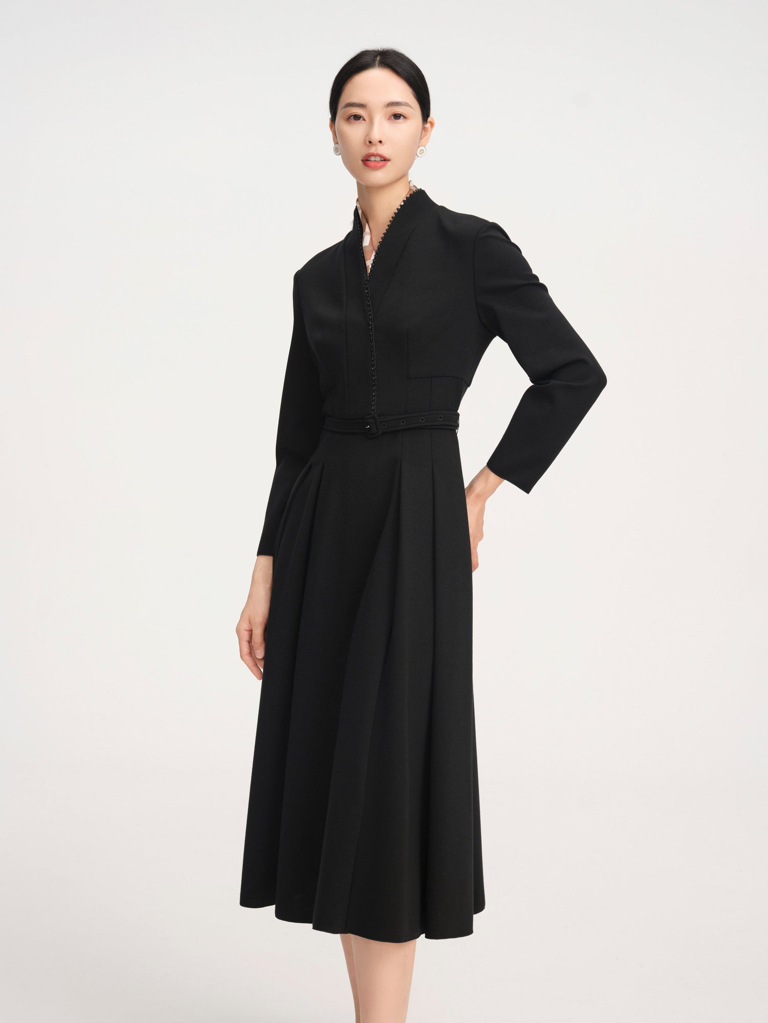 Wool Hepburn Maxi Dress | Black