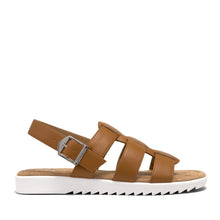 Jara Sandal Flat | Tan Faux Nappa