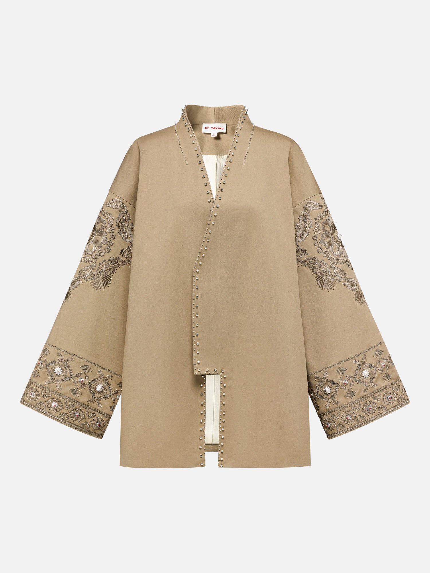 Embroidered Long Coat | Khaki