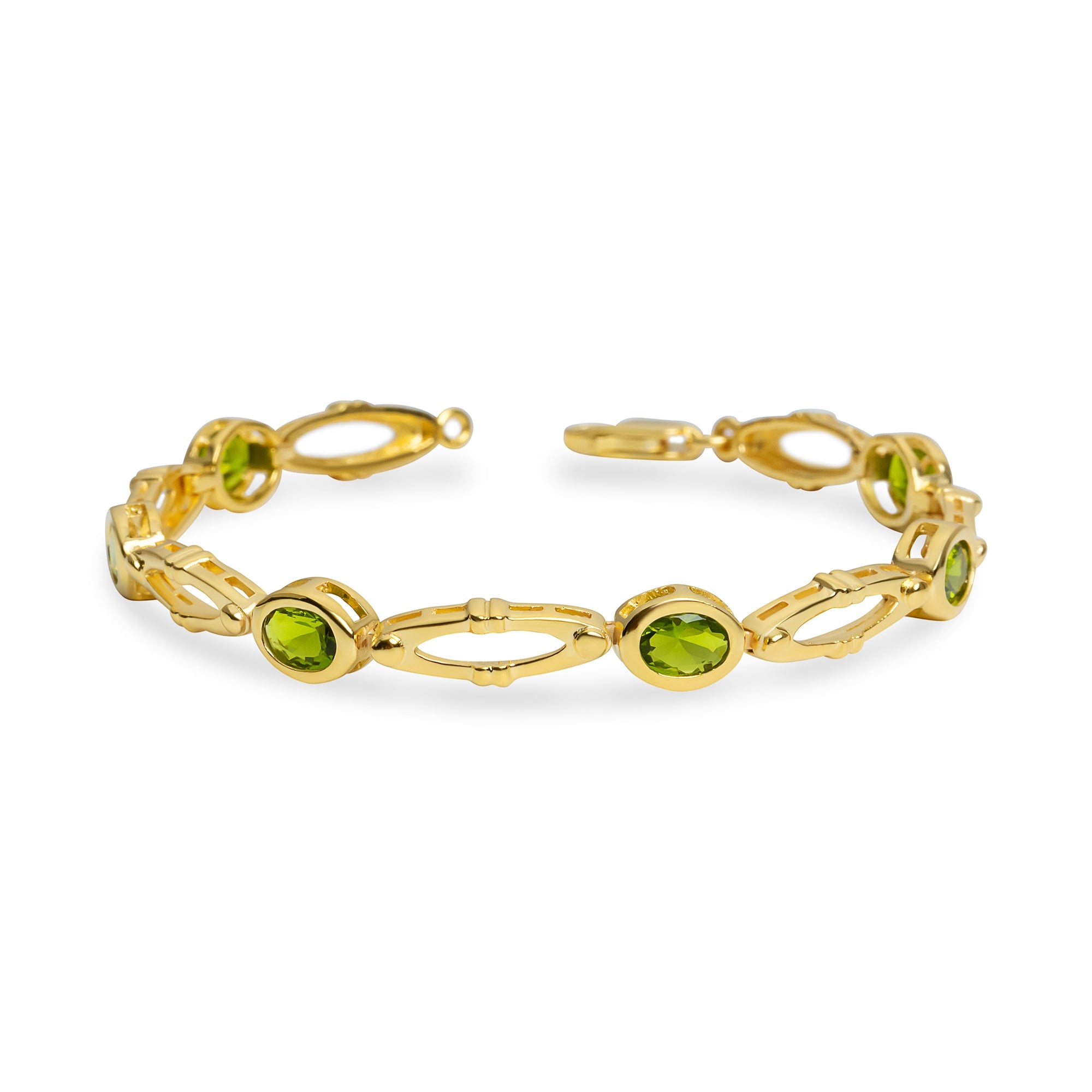 The Green Oval Vedra Link Bracelet | Sterling Silver