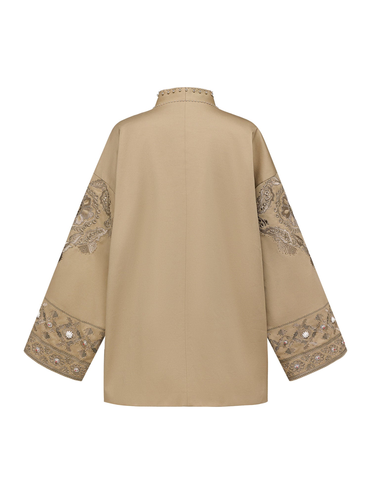 Embroidered Long Coat | Khaki