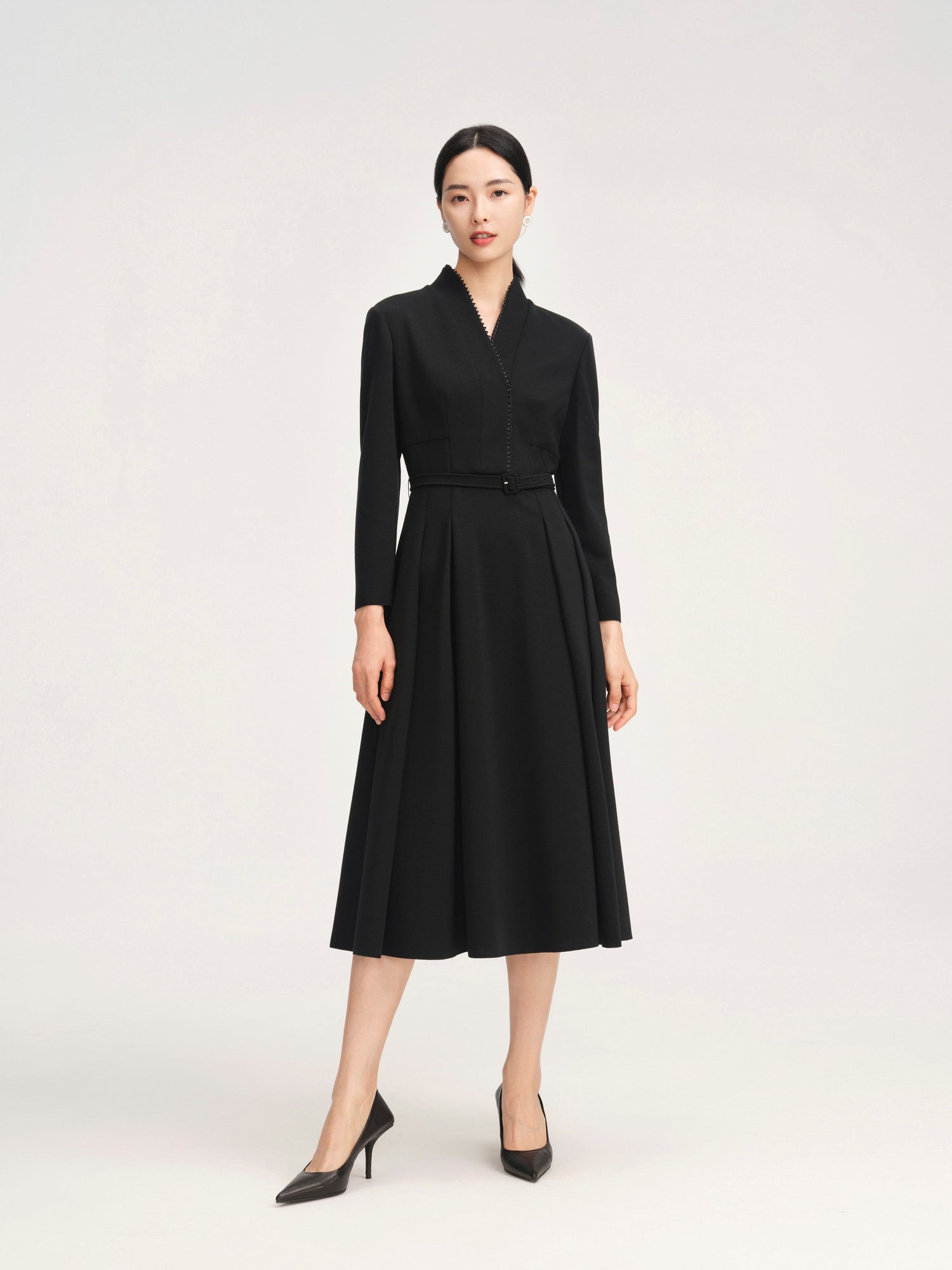 Wool Hepburn Maxi Dress | Black