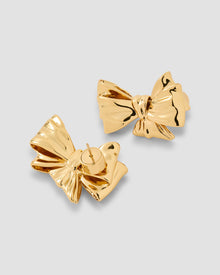 Small Bow Earring - front view | 18k gold earrings