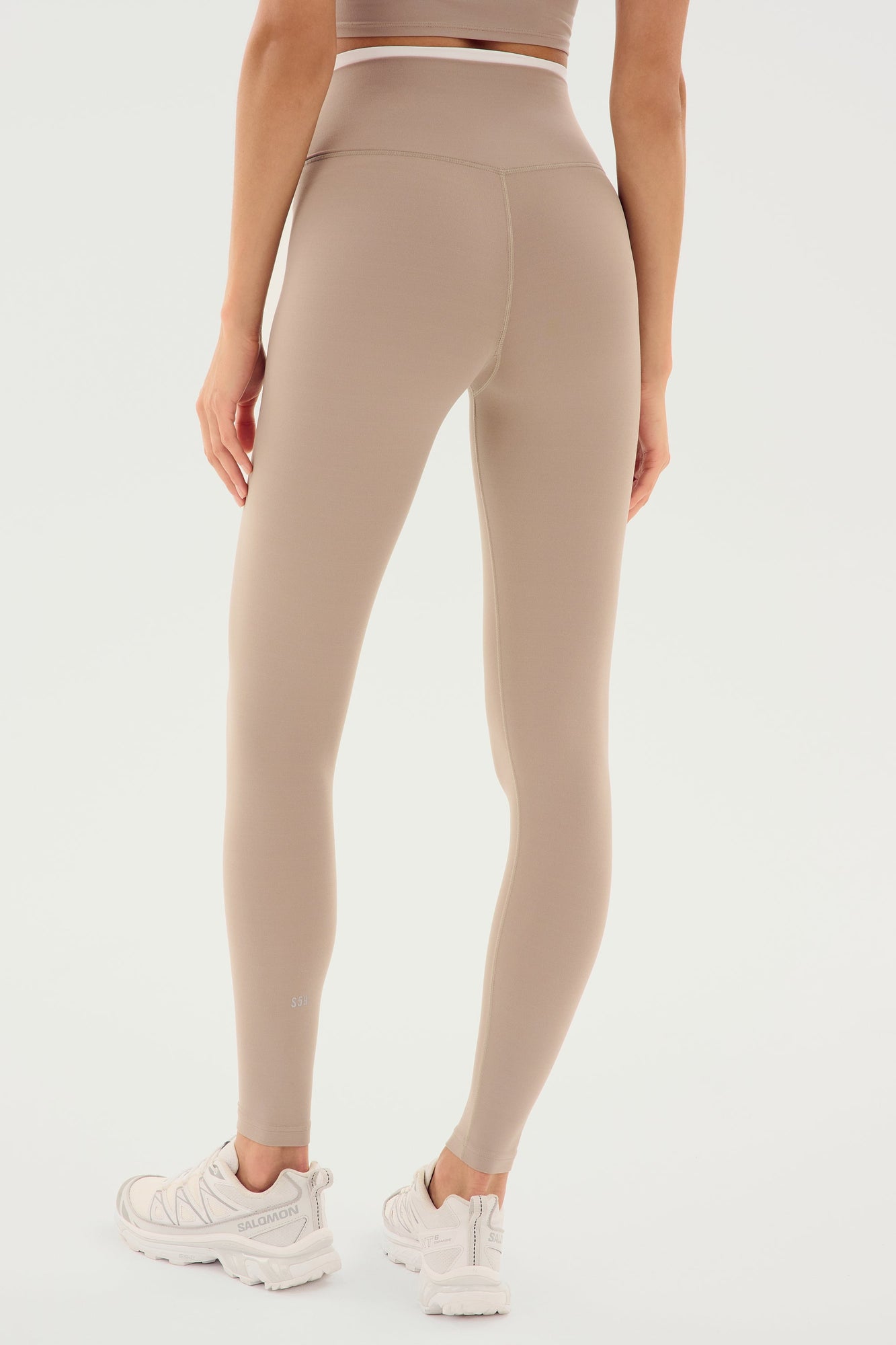 Dual High Waist Airweight 7/8 | Latte x White