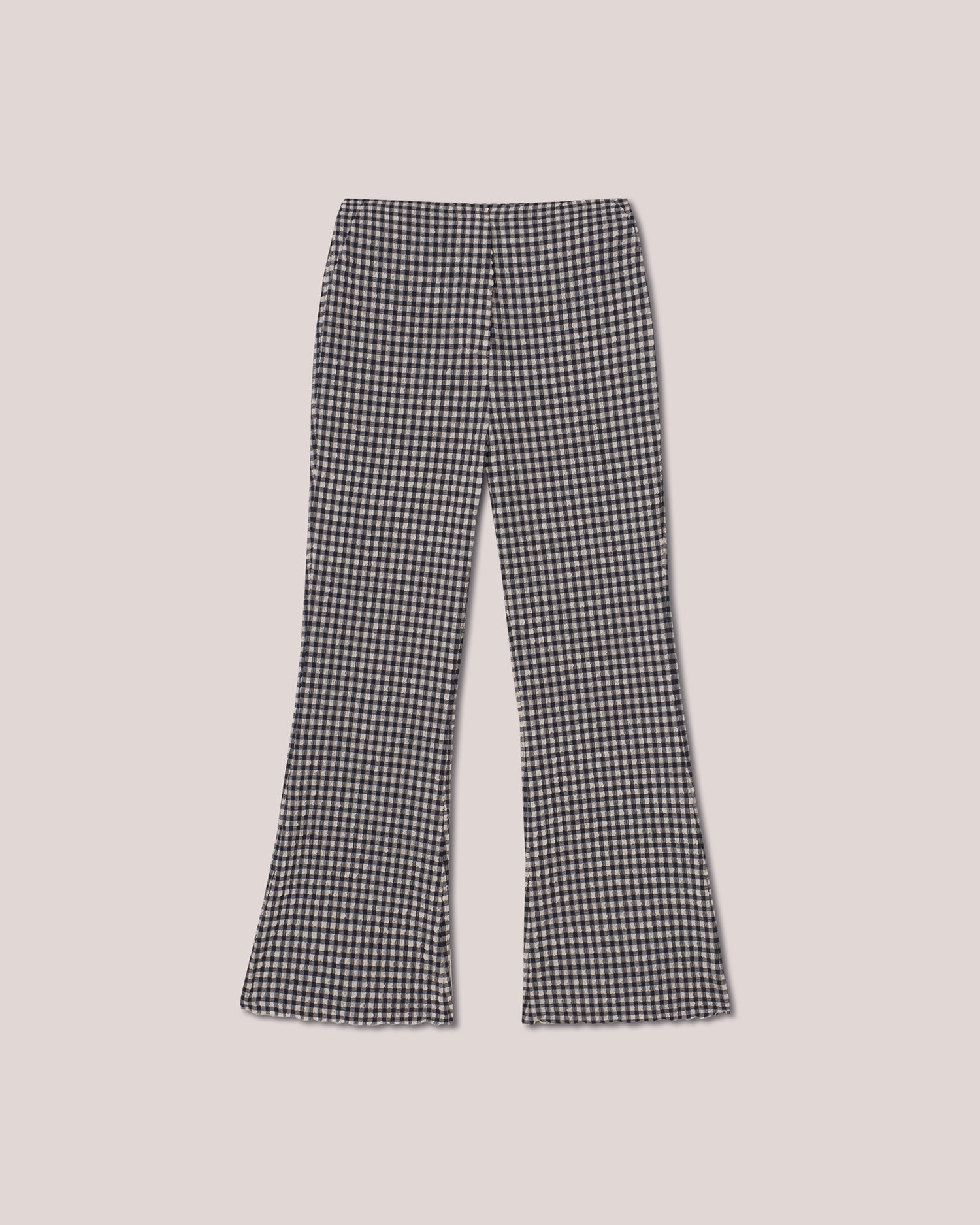 Tesa Slim Leg Seersucker Check Trouser | Navy Creme Check