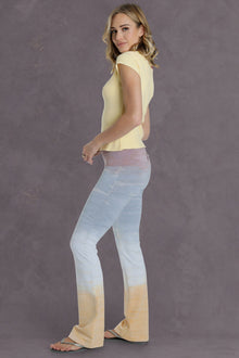 Women | Short Sleeve Crossover Shoulder Baby Tee | Maize