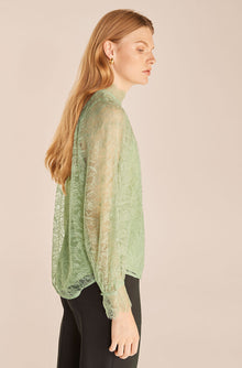 Long Sleeve Lace Mock Neck | Pistachio