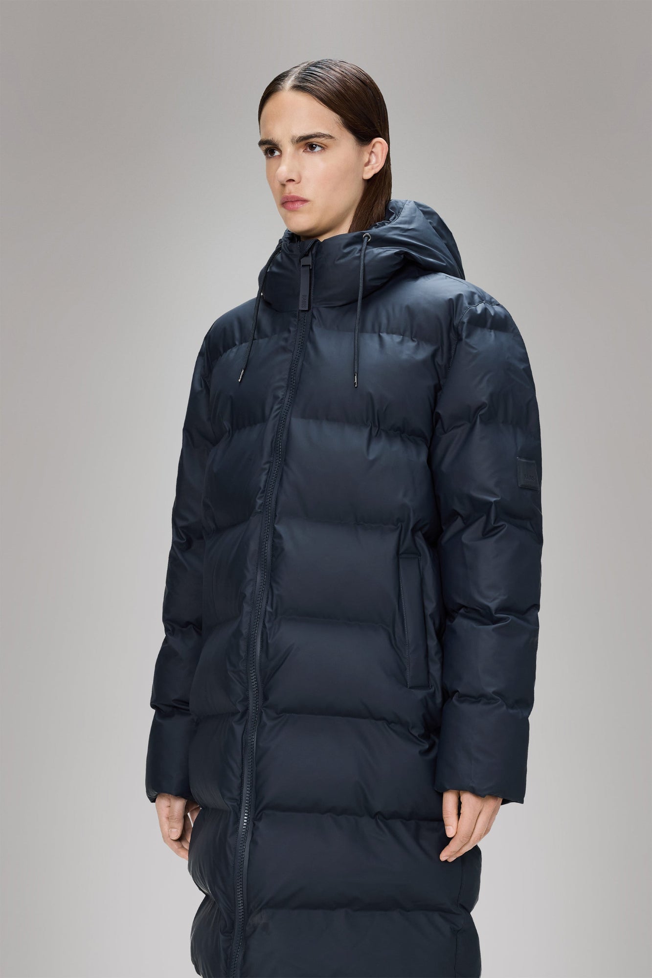 Rains Alta Longer Puffer Jacket Navy Jacket