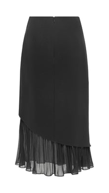 Ruffled Tulle Underlayer Midi Skirt | Black